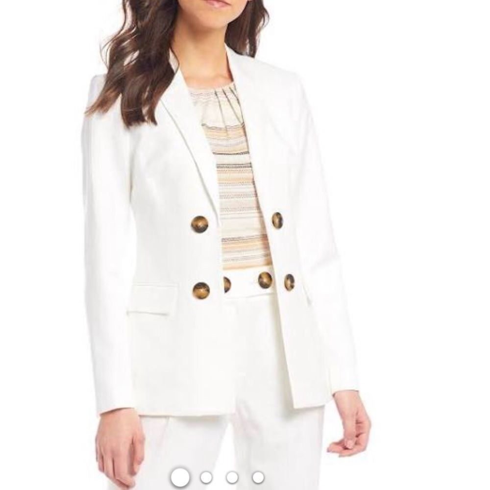 Calvin Klein Double Breasted White Linen Jacket